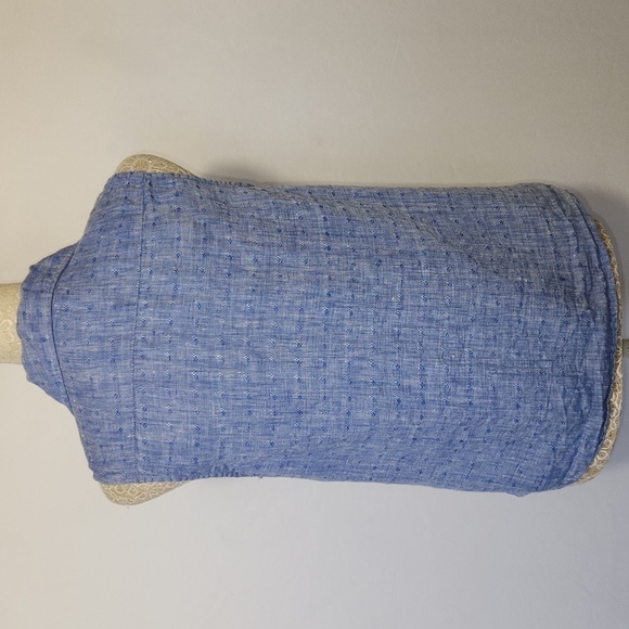 Talbots Women's Blue Chambray 100% Linen Button Down Tie Front Top Size SP - Picture 10 of 14